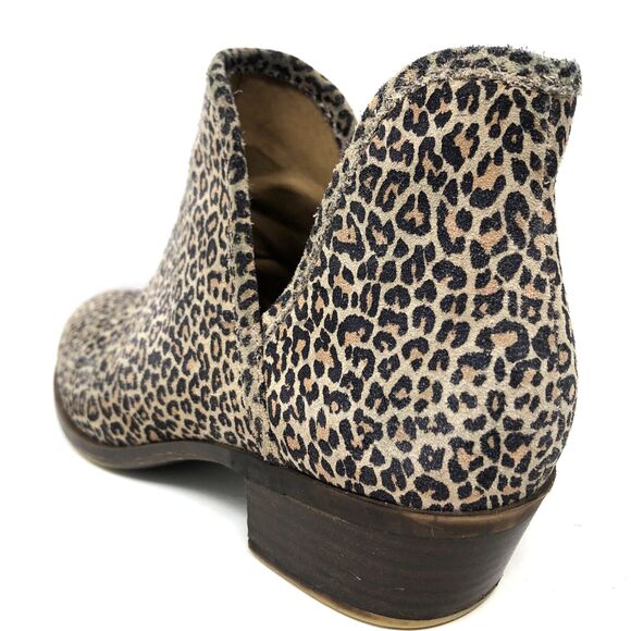 Lucky Brand Baley2 Ankle Boots Women's Size 8 Leopard Suede Leather Booties Chic - Picture 10 of 15